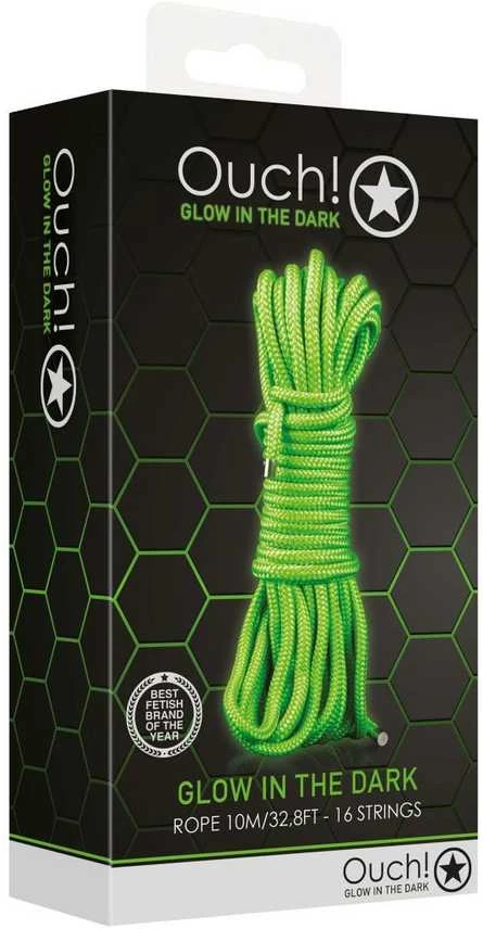 Ouch By Shots Ach! Virvė - 10m/16 Strings - Glow in the Dark - Neon Žalias