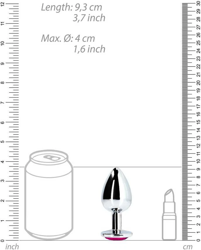 Ouch By Shots Ouch! SREBRNA ZATYCZKA PLUG ANALNY KOREK METALOWY Z DIAMENTEM 9,3 CM