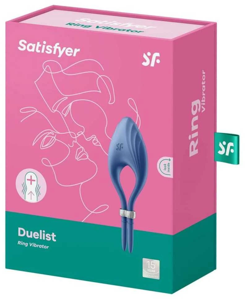 Satisfyer Duelist Mėlyna vibruojantis penio žiedas