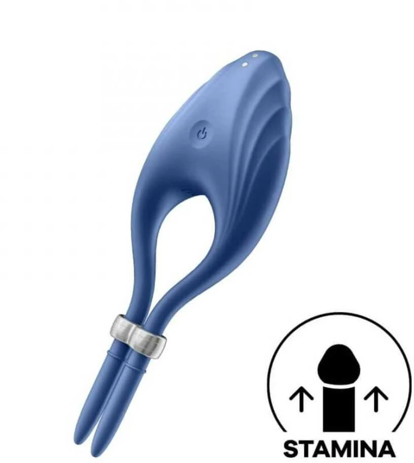 Satisfyer Duelist Mėlyna vibruojantis penio žiedas