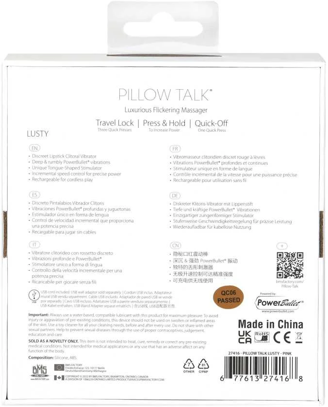 Rožinė Pillow Talk - Lusty Lixurious mirgantis masažuoklis Rožinė