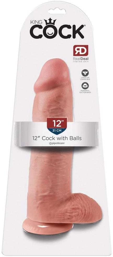 Pipedream King Cock su kamuoliukais 12 colių