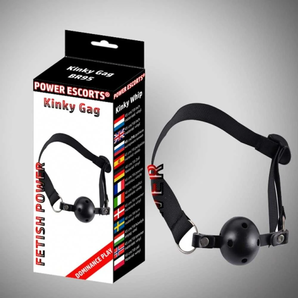 Juodas ball gag su pakuote