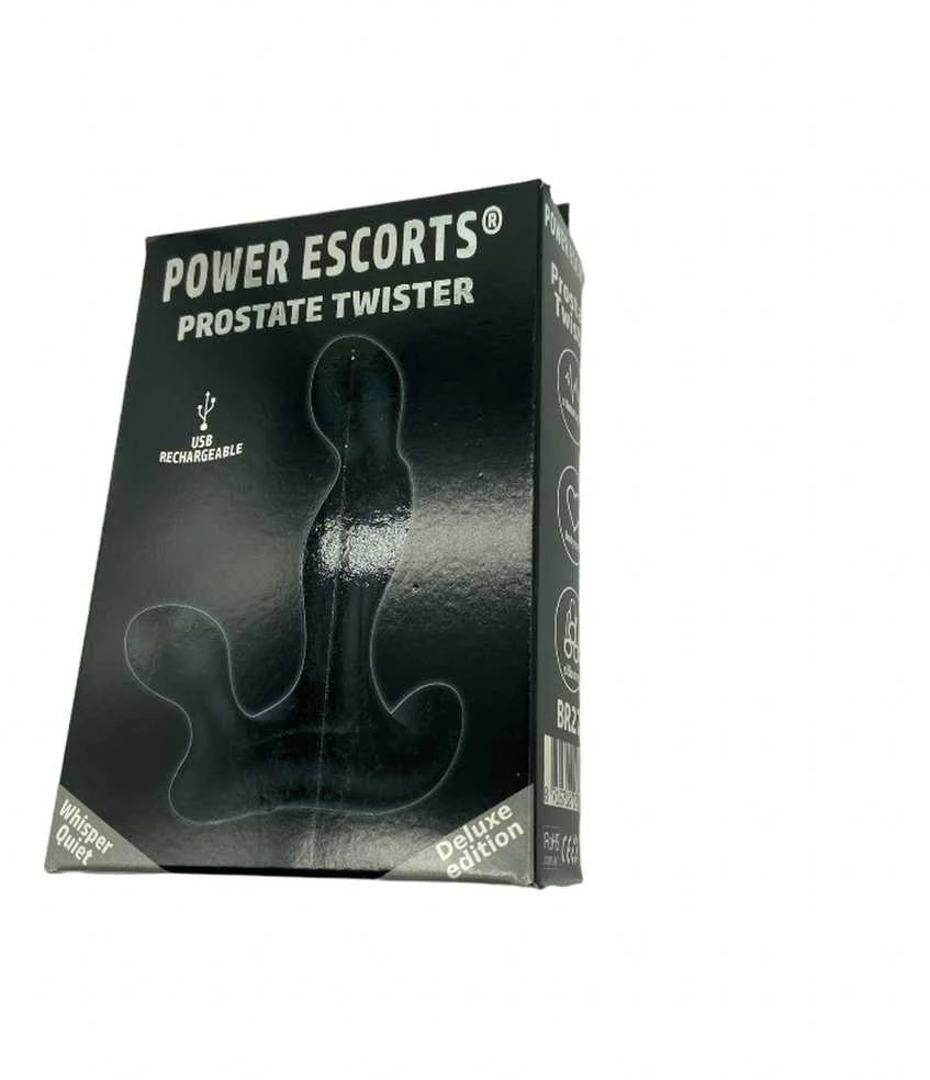 Power Escorts Prostate Twister Įkraunamas Prostatos Stimuliatorius Juodas