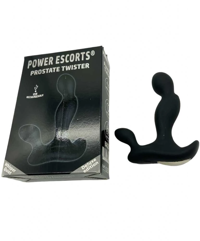 Power Escorts Prostate Twister Įkraunamas Prostatos Stimuliatorius Juodas