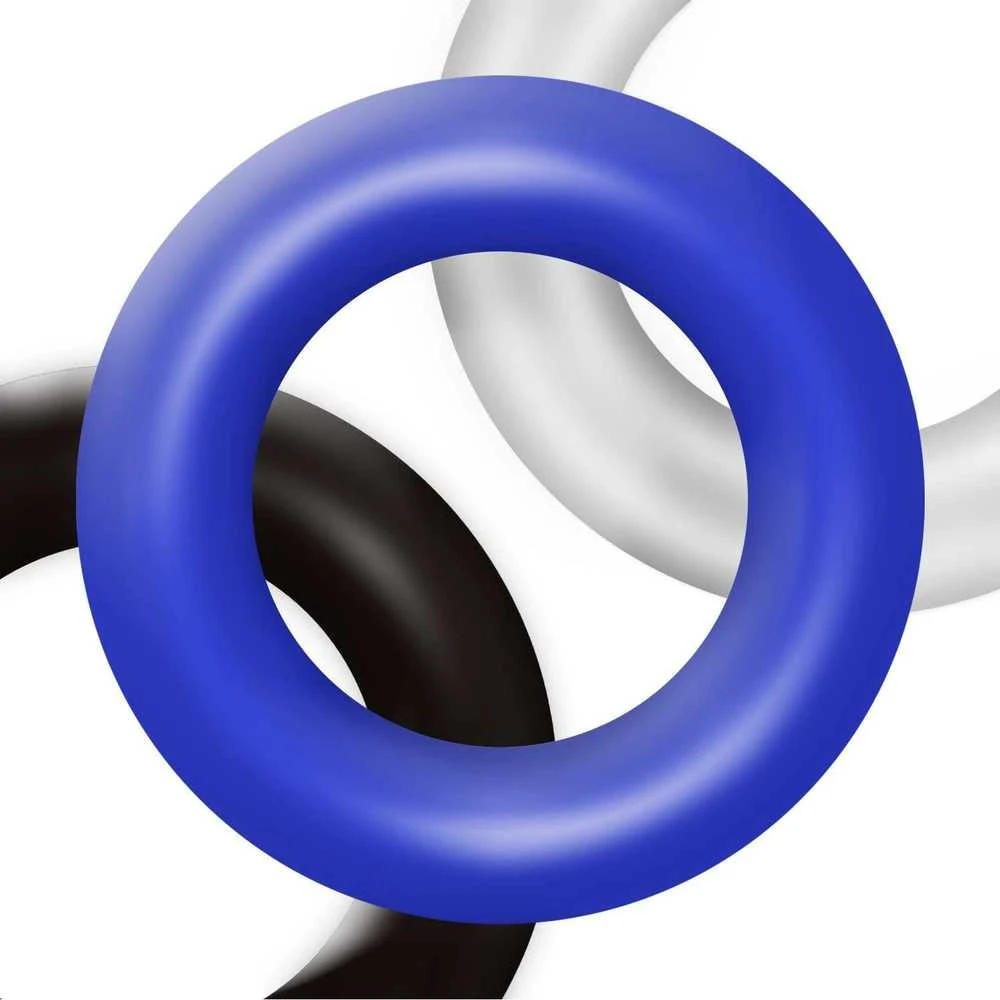 Power Escorts Ring-Donut Cockring 3 Pack-3 color mėlynas/clear/juodas