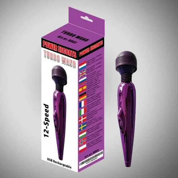 Power Escorts Turbo lazdelė violetinė lazdele masažuoklis 18 cm 12 greičių