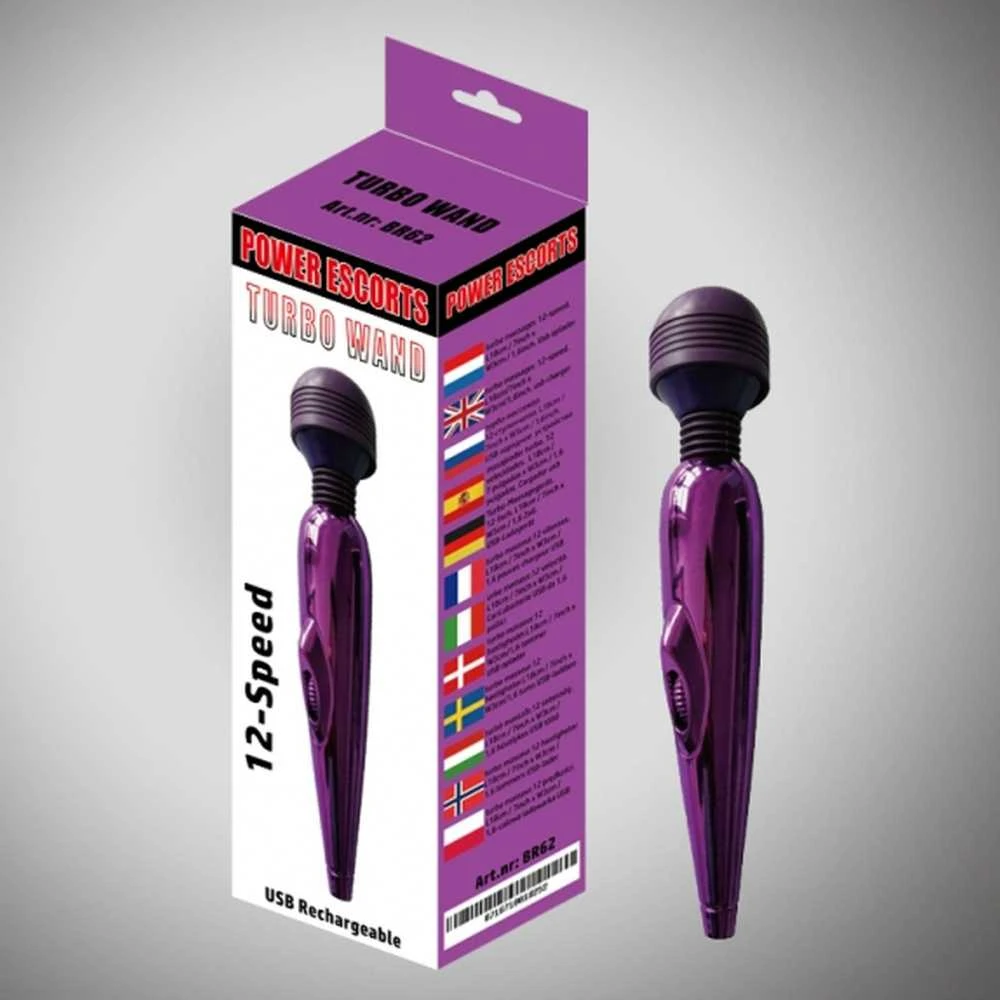 Power Escorts Turbo lazdelė violetinė lazdele masažuoklis 18 cm 12 greičių