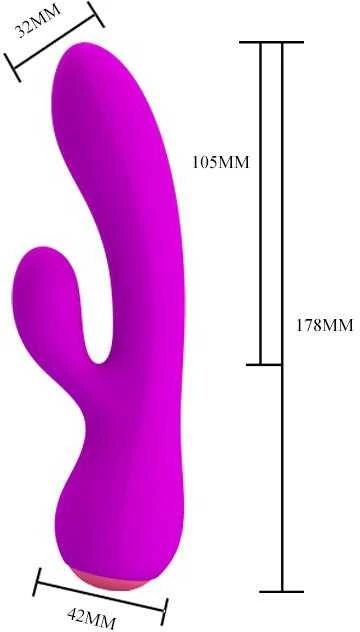 Pretty Love Įkraunamas vibratorius su masažuokliu 17cm 12 USB režimų