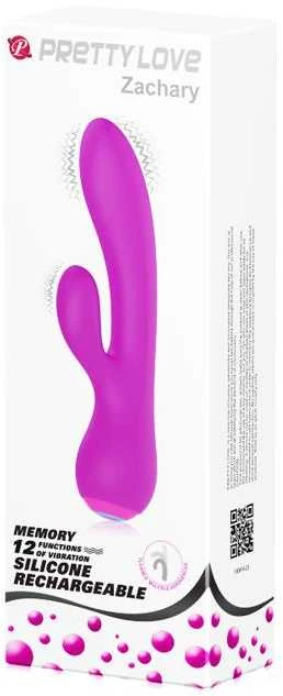 Pretty Love Įkraunamas vibratorius su masažuokliu 17cm 12 USB režimų