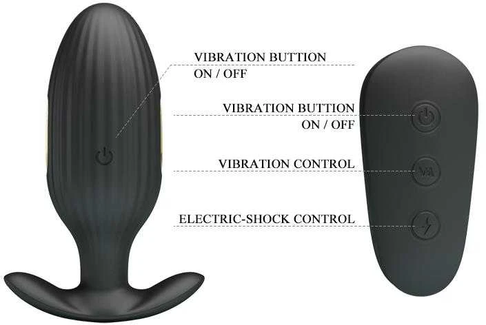Pretty Love Bottom Pretty Love Electrostimulation kištukas vibruojantis analinis kištukas 9cm