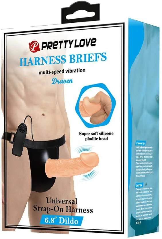 PRETTY LOVE – DIRŽŲ TRIUKŠČIAI – 6,8 colio „Dildo“ vibracija „Draven Strap-On“