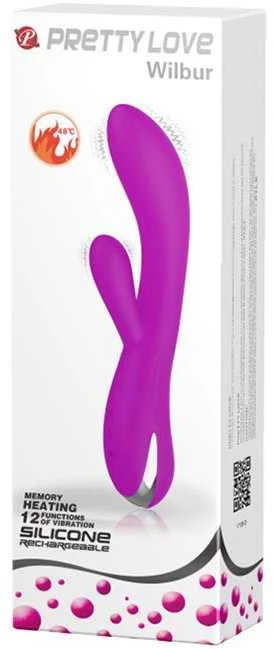 Pretty Love Šildomas šiltas zuikio vibratorius 12 režimų 20cm