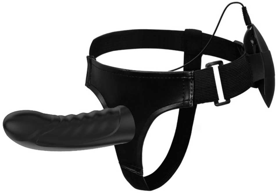 Pretty Love Trumpikės strap-on su wibrującym penisem spalva juoda