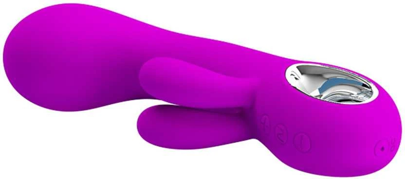 Vibratorius Pretty Love Bunny su sekso masažuokliu 15cm 7 režimai
