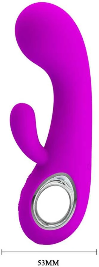 Vibratorius Pretty Love Bunny su sekso masažuokliu 15cm 7 režimai