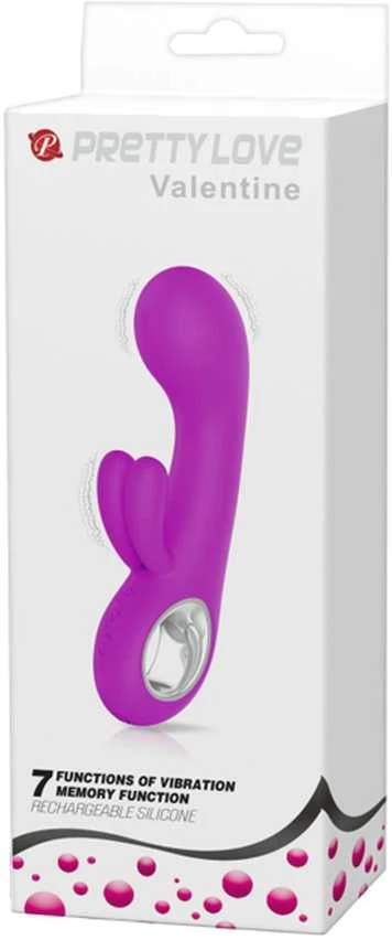 Vibratorius Pretty Love Bunny su sekso masažuokliu 15cm 7 režimai