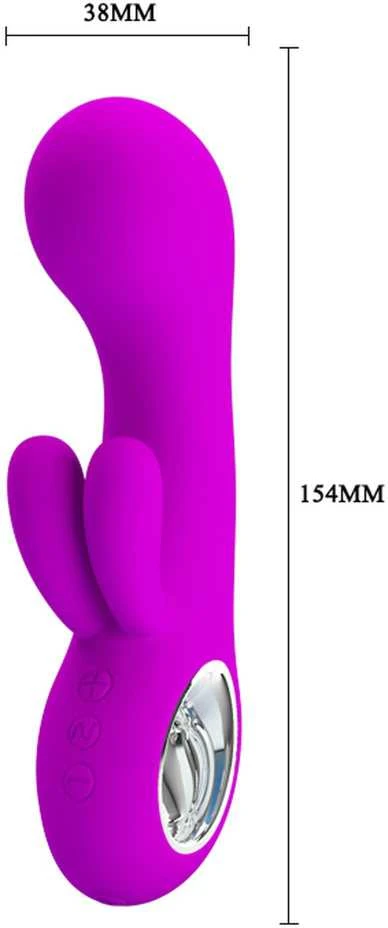 Vibratorius Pretty Love Bunny su sekso masažuokliu 15cm 7 režimai