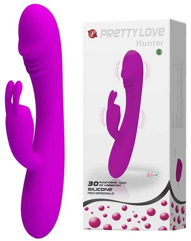 „Pretty Love“ triušio vibratorius klitorio stimuliatoriui, 30 režimų, 17 cm