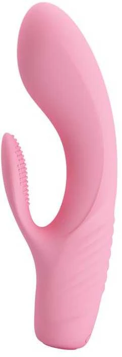 Vibratorius Pretty Love su klitorio masažuokliu ir 15 cm išsikišimais