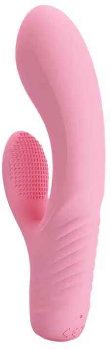 Vibratorius Pretty Love su klitorio masažuokliu ir 15 cm išsikišimais