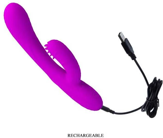 „Pretty Love“ vibratorius su klitorio masažuokliu ir iškilimais, 19 cm