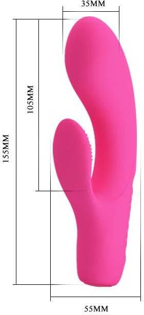 Vibratorius Pretty Love su klitorio masažuokliu ir 15 cm išsikišimais