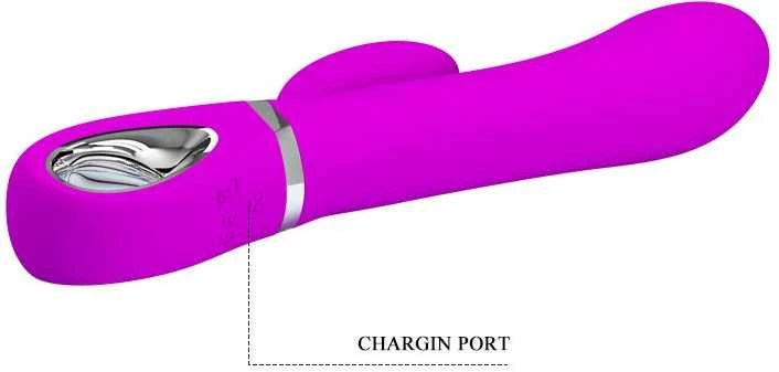 Vibratorius Pretty Love su klitorio masažuokliu ir 19 cm USB sukimu