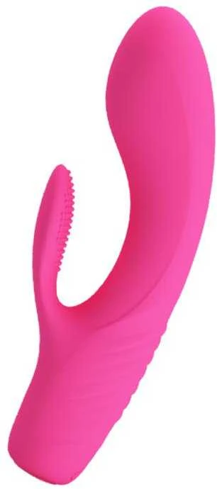 Vibratorius Pretty Love su klitorio masažuokliu ir 15 cm išsikišimais