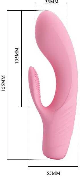 Vibratorius Pretty Love su klitorio masažuokliu ir 15 cm išsikišimais