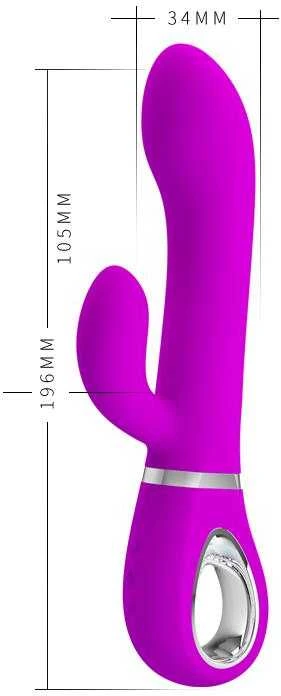 Vibratorius Pretty Love su klitorio masažuokliu ir 19 cm USB sukimu