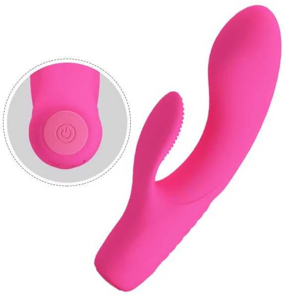 Vibratorius Pretty Love su klitorio masažuokliu ir 15 cm išsikišimais