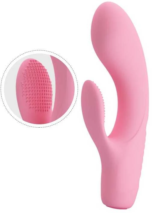 Vibratorius Pretty Love su klitorio masažuokliu ir 15 cm išsikišimais