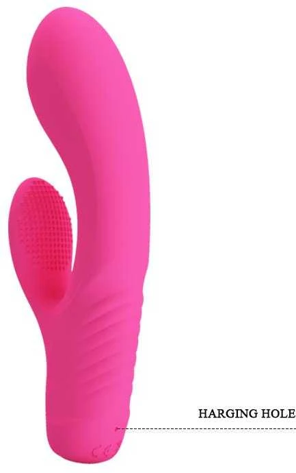 Vibratorius Pretty Love su klitorio masažuokliu ir 15 cm išsikišimais