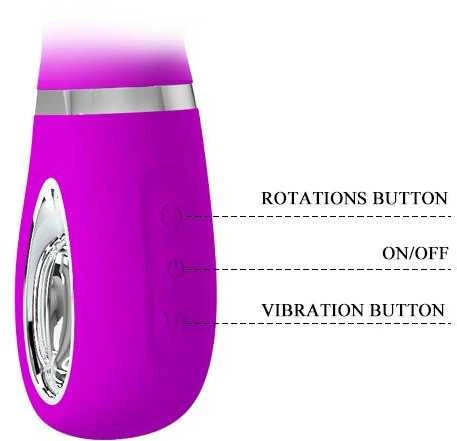 Vibratorius Pretty Love su klitorio masažuokliu ir 19 cm USB sukimu