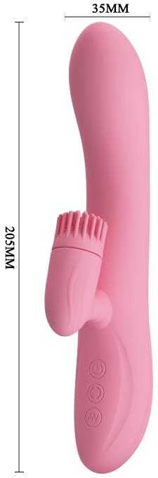 Vibratorius Pretty Love Bunny su 20 cm sukimosi masažuokliu, 7 režimai