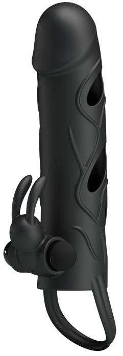 Pretty Love Male LYBAILE Pretty Love 5,5 Inch Vibrating Penis Sleeve Juodas