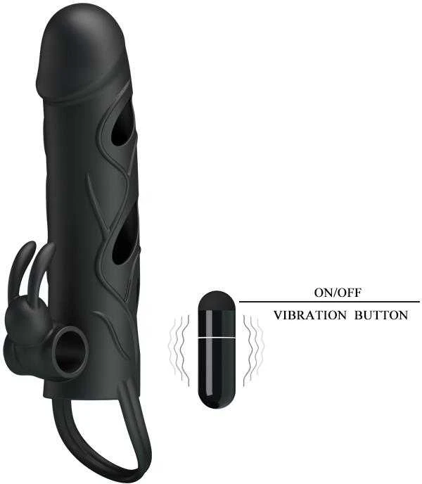 Pretty Love Male LYBAILE Pretty Love 5,5 Inch Vibrating Penis Sleeve Juodas