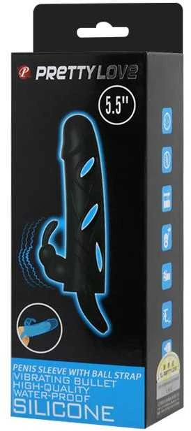 Pretty Love Male LYBAILE Pretty Love 5,5 Inch Vibrating Penis Sleeve Juodas