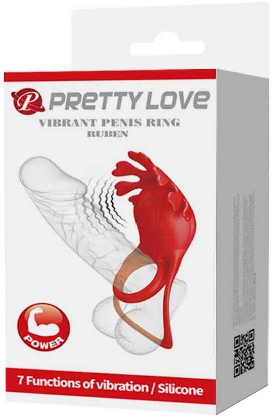 Pretty Love Male LYBAILE Pretty Love vibruojantis varpos žiedas Raudona