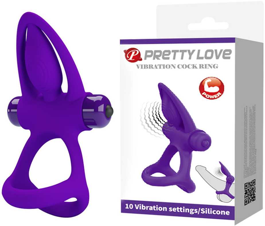 Pretty Love Male PRETTY LOVE - VIBRUOJAMASIS ŽIEDAS 10 VIBRACIJOS VIOLETINIS SILIKONINIS