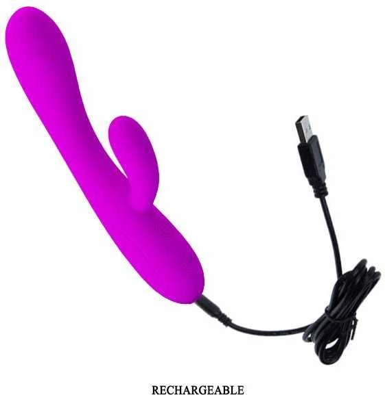 Daugiafunkcis G taško vibratorius su zuikučiu ir USB „Pretty Love“