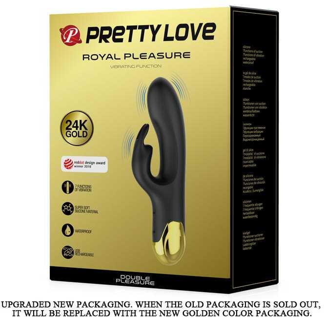 „Pretty Love Gold“ vibratorius su klitorio masažuokliu, USB, 19 cm
