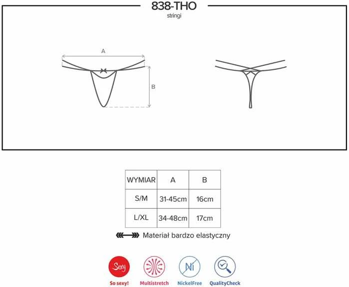 Obsessive Obsesinis - 838-THO-3 stringai Raudona S/M