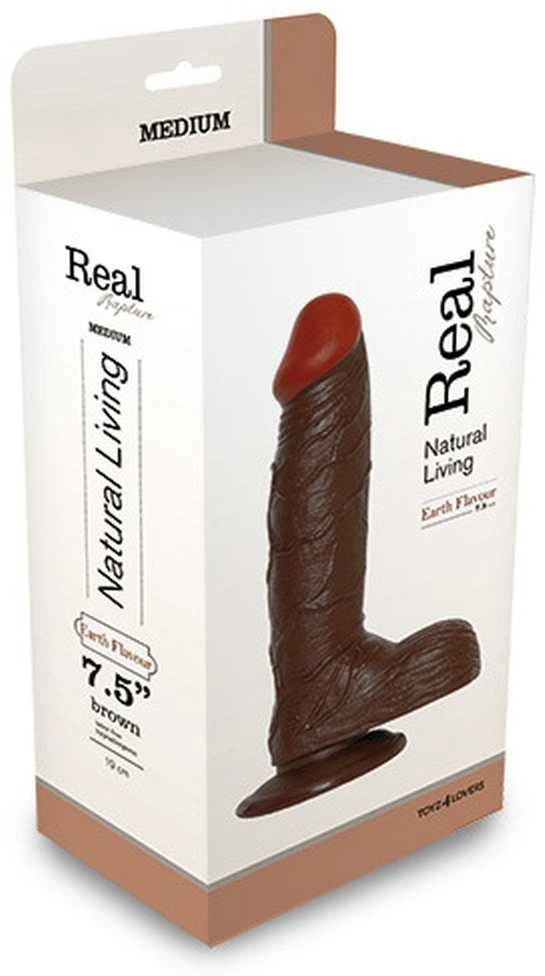 Real Rapture Tamsiai raudonplaukis dildo storas narys su sėklidėmis 21cm
