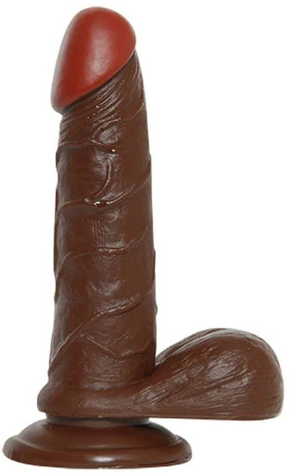 Real Rapture Ciemne ruda dildo gruby penis su jądrami 19cm
