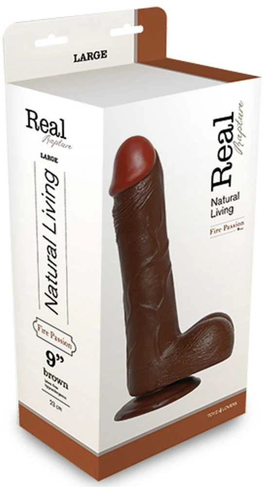 Real Rapture Ciemne ruda dildo gruby penis su jądrami 25cm