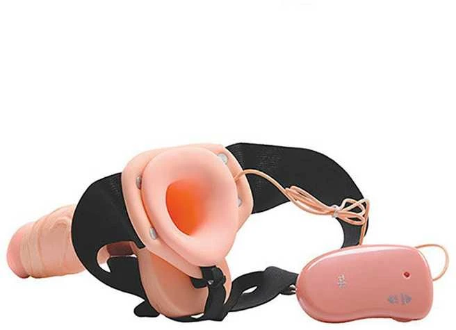 Real Rapture Hollow dildo penio protezas, vibruojantis ant dirželių