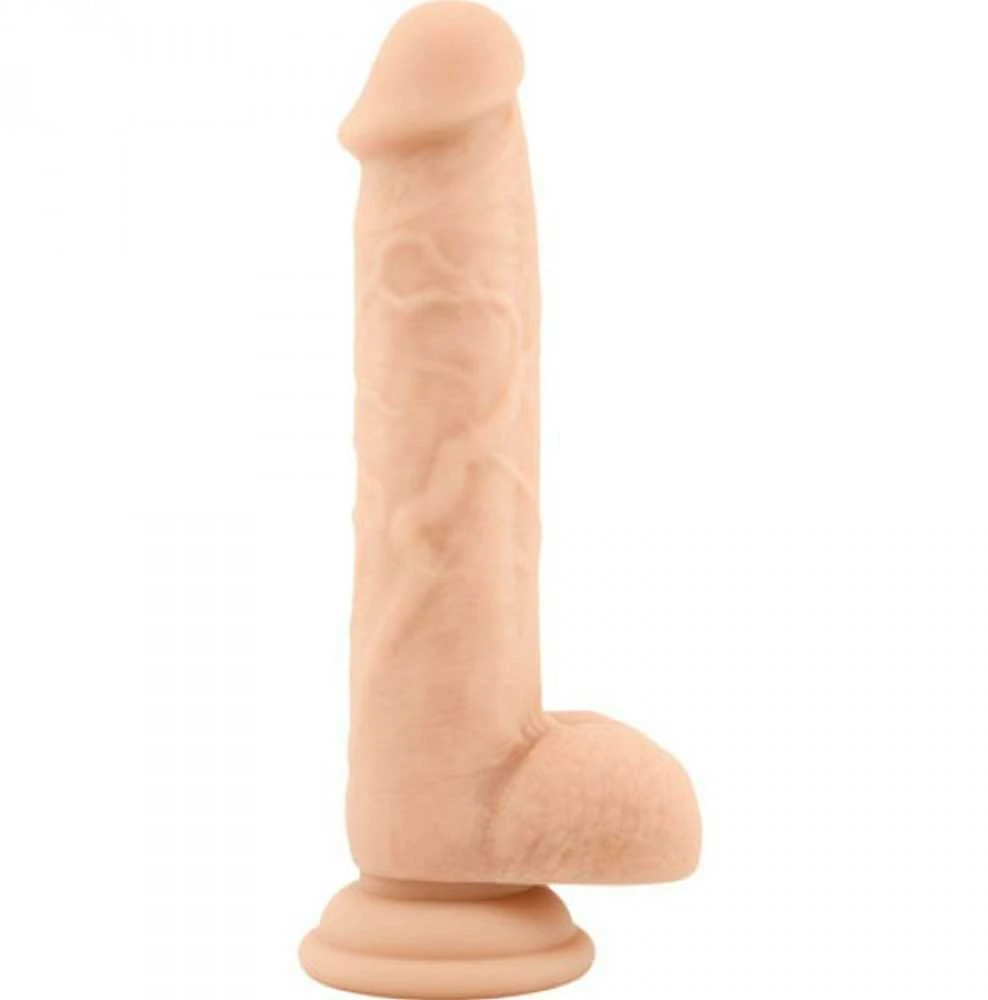 Real Safe Tikras saugus dildo su gyvu varpos venų galvutės ir sėklidžių siurbtuku, 21 cm
