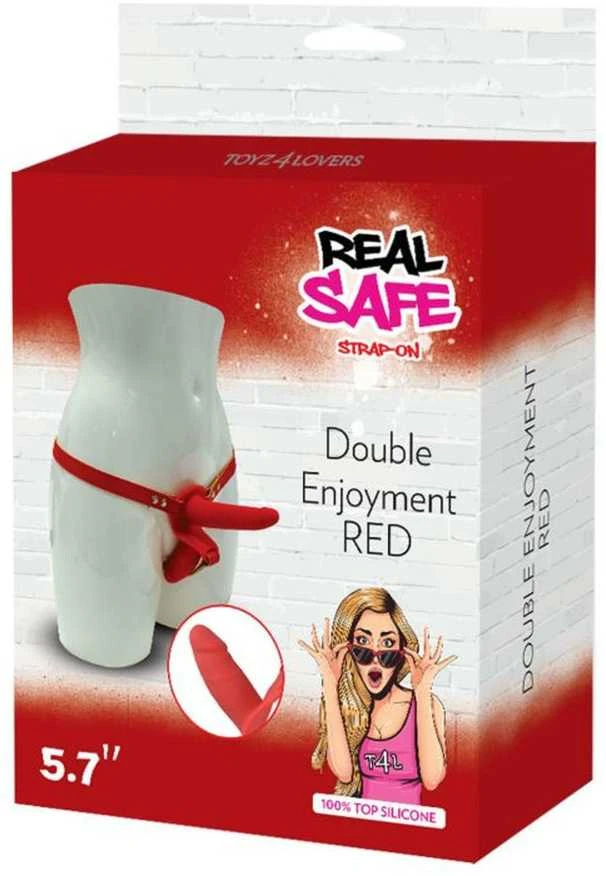 Real Safe Dvigubas raudonas dirželis su petnešėlėmis